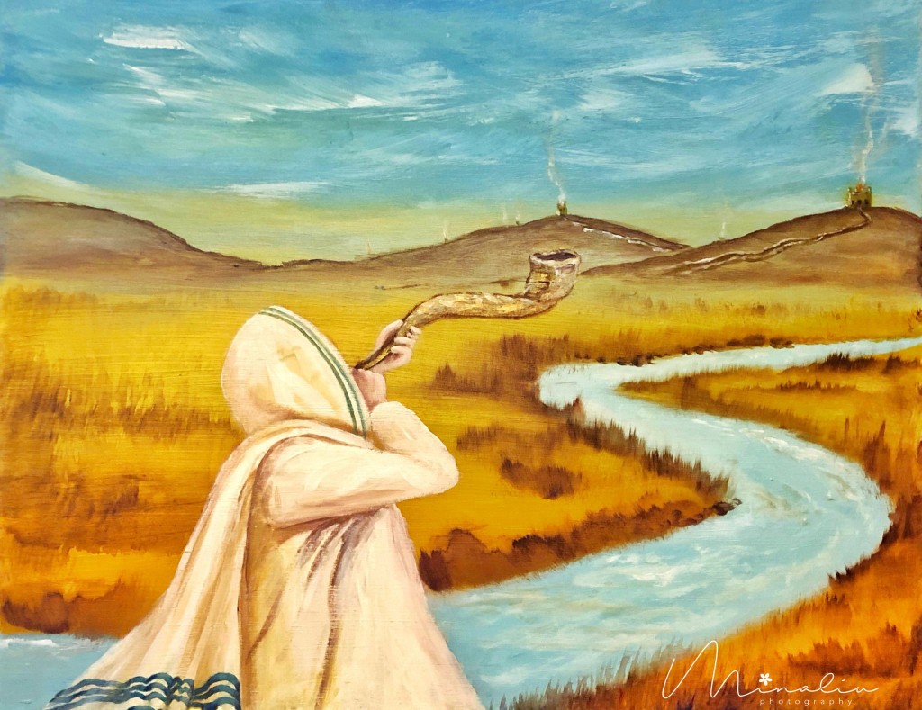 吹甦醒的角聲」畫作。(受訪者提供)